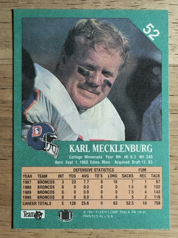1991 Fleer #52 Karl Mecklenburg
