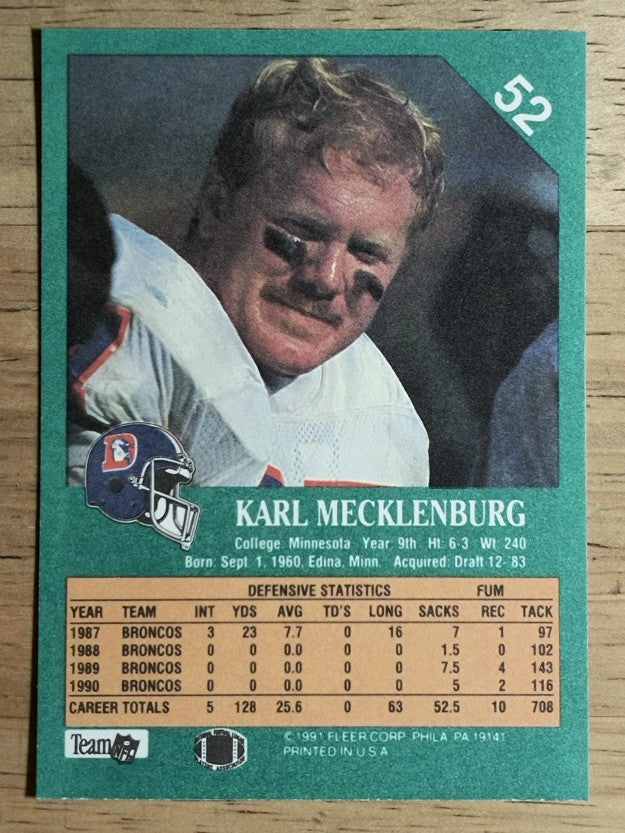 1991 Fleer #52 Karl Mecklenburg