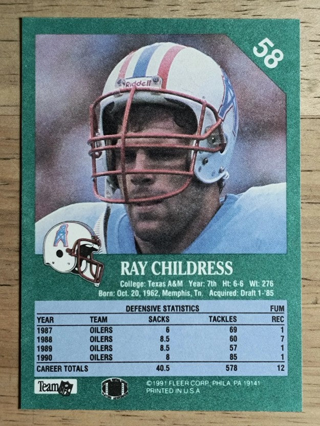 1991 Fleer #58 Ray Childress