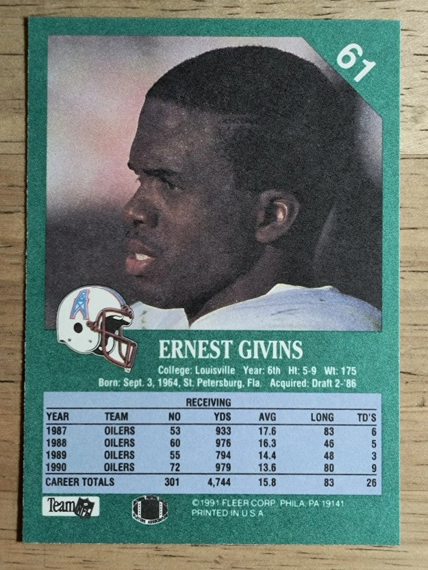 1991 Fleer #61 Ernest Givins