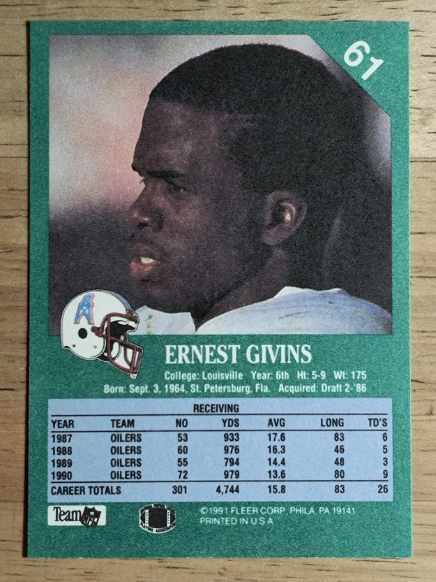 1991 Fleer #61 Ernest Givins