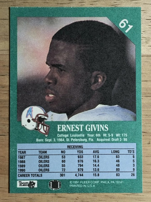 1991 Fleer #61 Ernest Givins