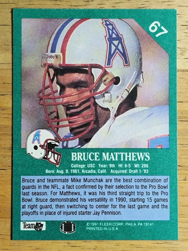 1991 Fleer #67 Bruce Matthews