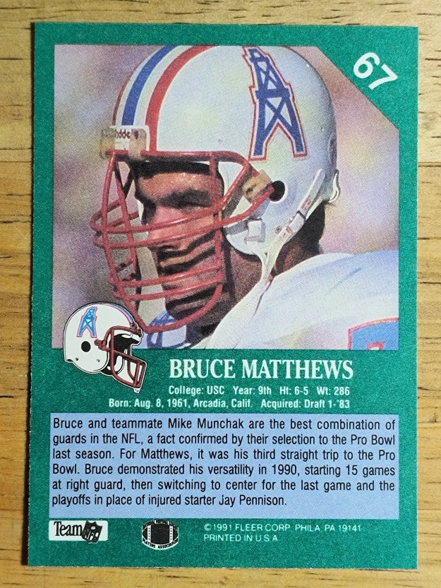 1991 Fleer #67 Bruce Matthews