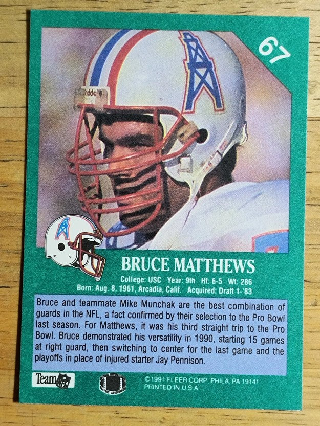 1991 Fleer #67 Bruce Matthews