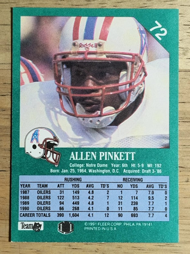 1991 Fleer #72 Allen Pinkett