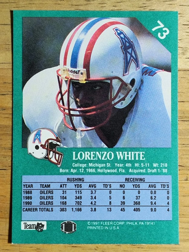 1991 Fleer #73 Lorenzo White