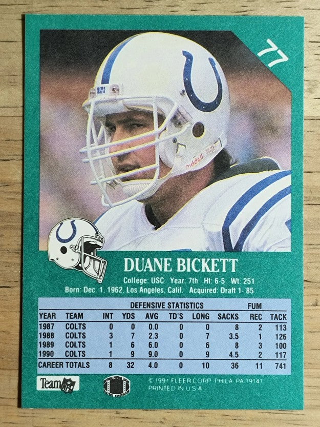 1991 Fleer #77 Duane Bickett