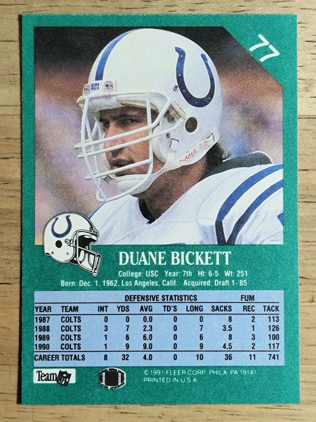 1991 Fleer #77 Duane Bickett