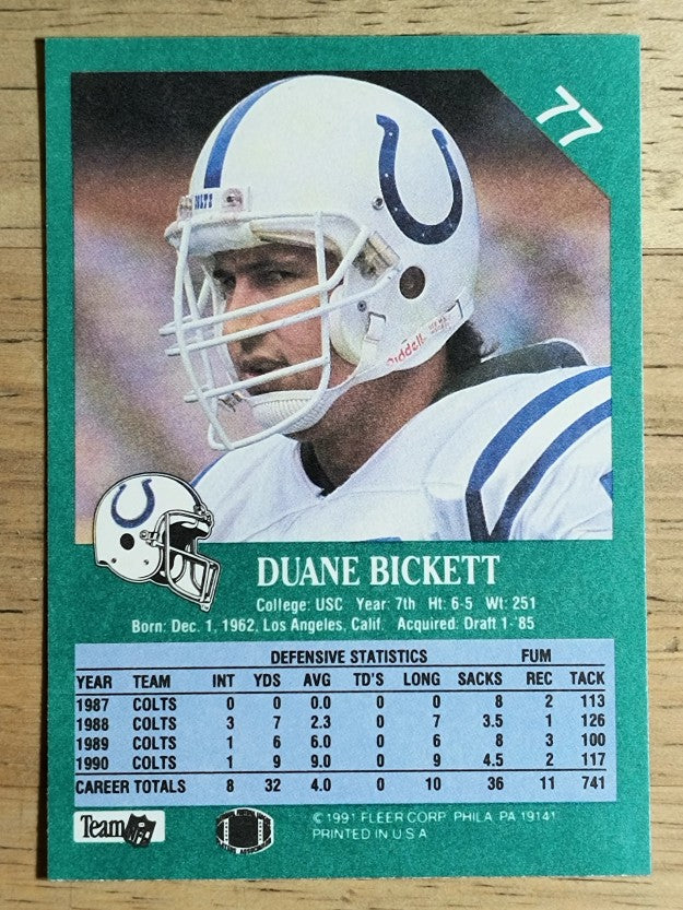 1991 Fleer #77 Duane Bickett