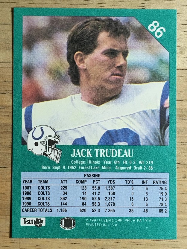 1991 Fleer #86 Jack Trudeau
