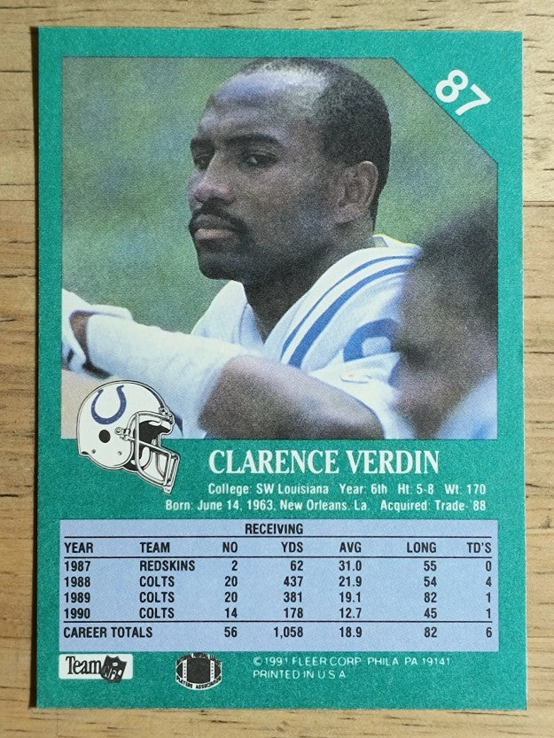 1991 Fleer #87 Clarence Verdin