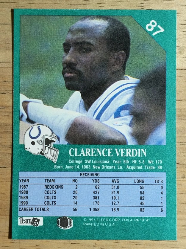 1991 Fleer #87 Clarence Verdin