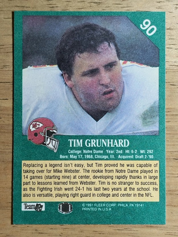 1991 Fleer #90 Tim Grunhard