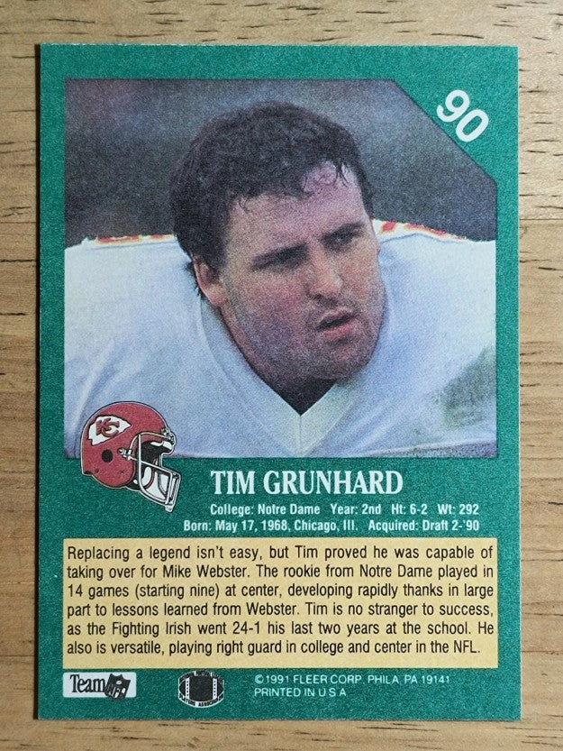1991 Fleer #90 Tim Grunhard