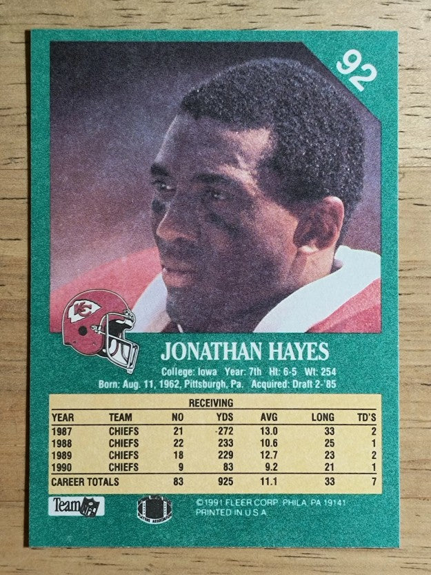 1991 Fleer #92 Jonathan Hayes