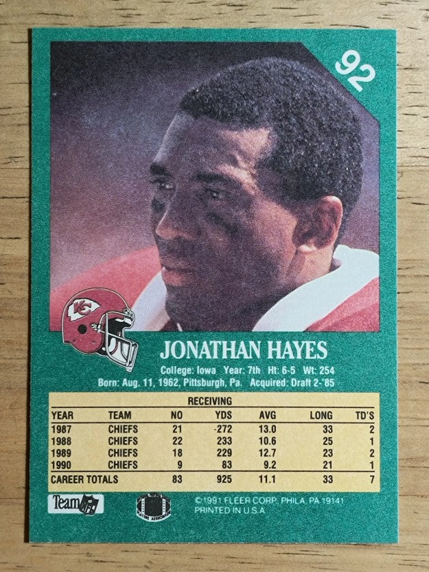 1991 Fleer #92 Jonathan Hayes