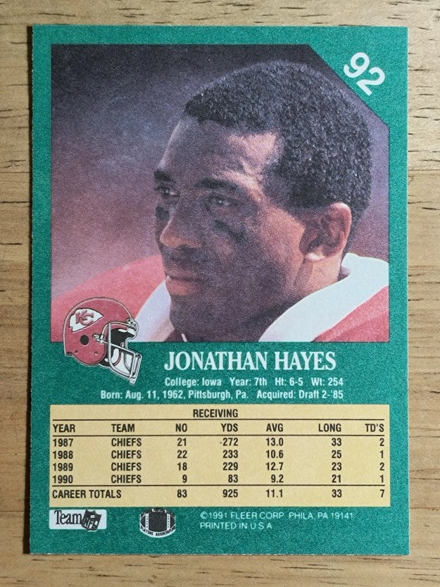 1991 Fleer #92 Jonathan Hayes