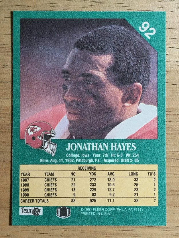 1991 Fleer #92 Jonathan Hayes