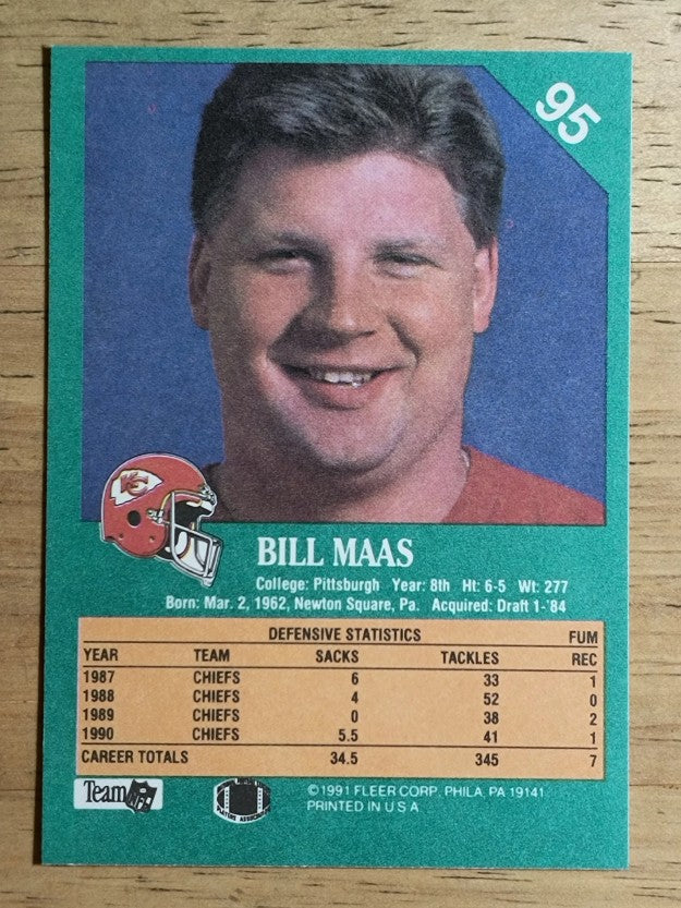 1991 Fleer #95 Bill Maas UER
