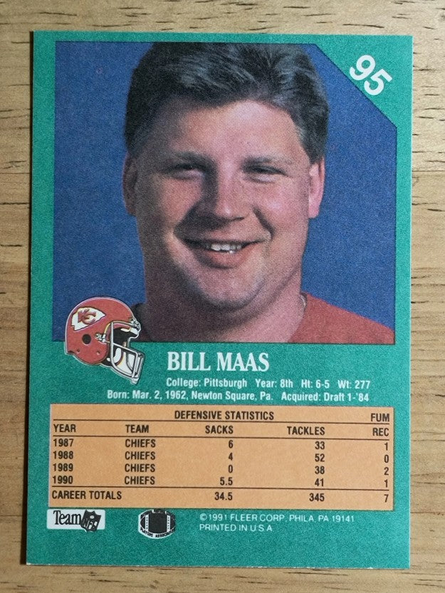 1991 Fleer #95 Bill Maas UER