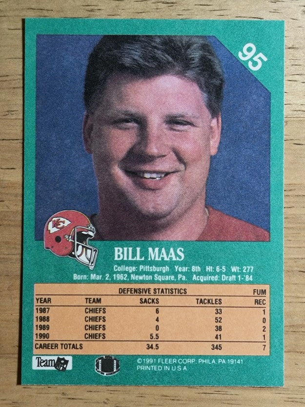1991 Fleer #95 Bill Maas UER