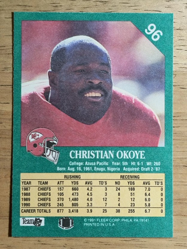 1991 Fleer #96 Christian Okoye