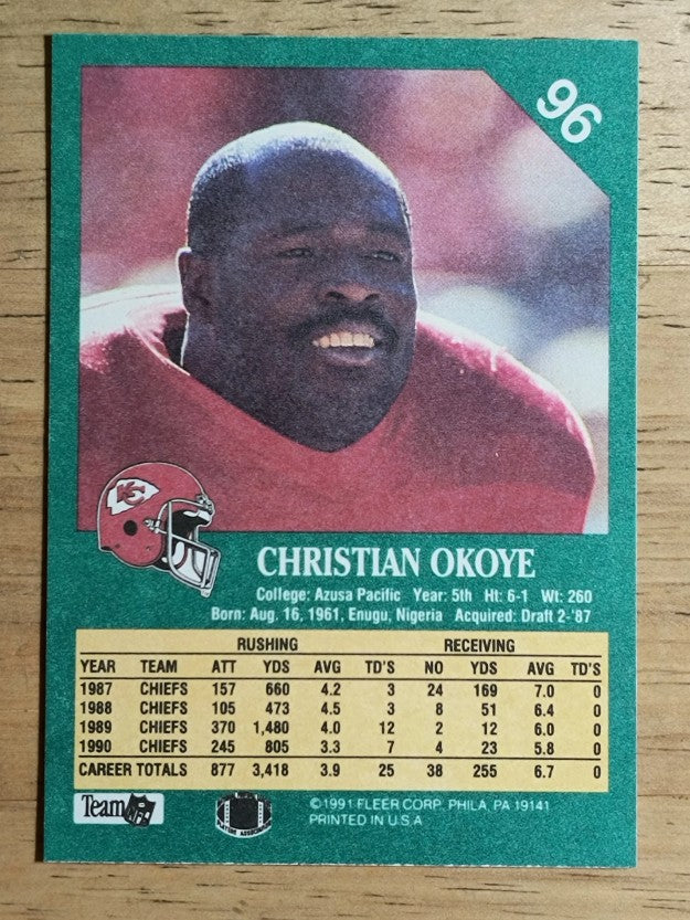 1991 Fleer #96 Christian Okoye