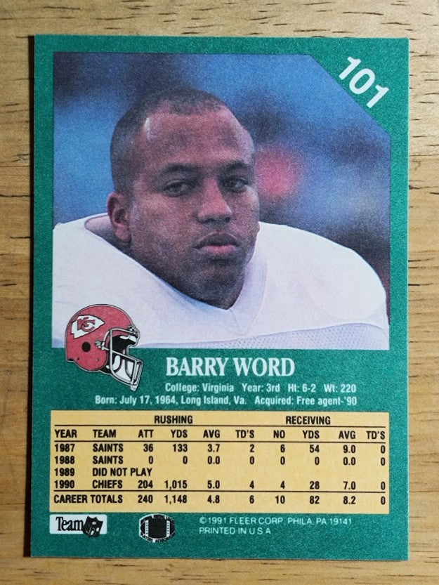 1991 Fleer #101 Barry Word FFC
