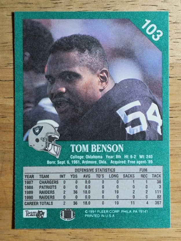 1991 Fleer #103 Thomas Benson