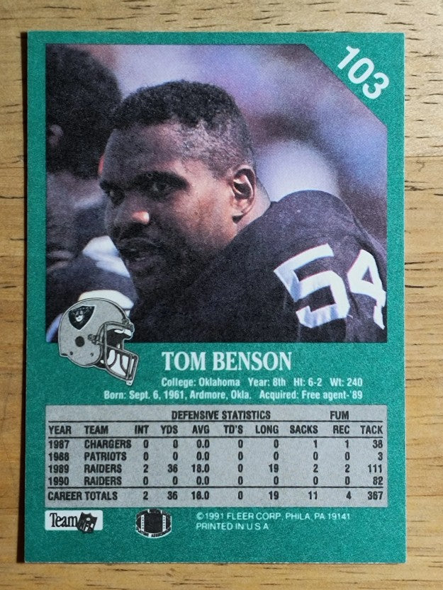 1991 Fleer #103 Thomas Benson