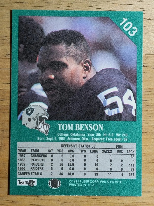 1991 Fleer #103 Thomas Benson