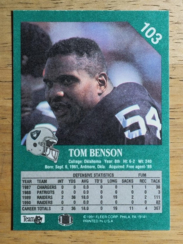 1991 Fleer #103 Thomas Benson