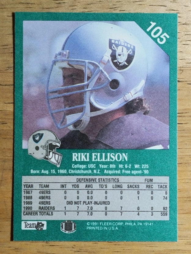1991 Fleer #105 Riki Ellison