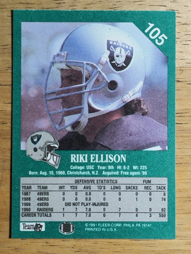 1991 Fleer #105 Riki Ellison