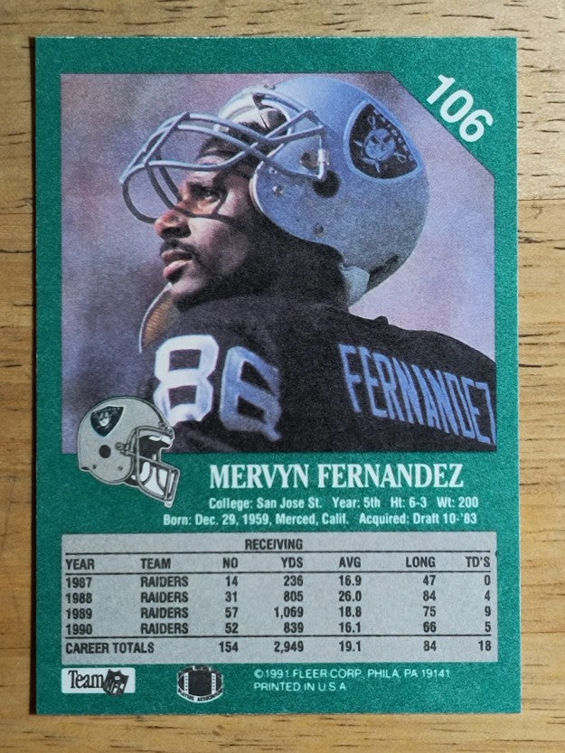 1991 Fleer #106 Mervyn Fernandez