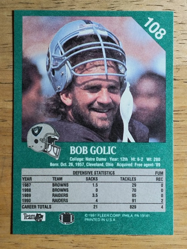1991 Fleer #108 Bob Golic