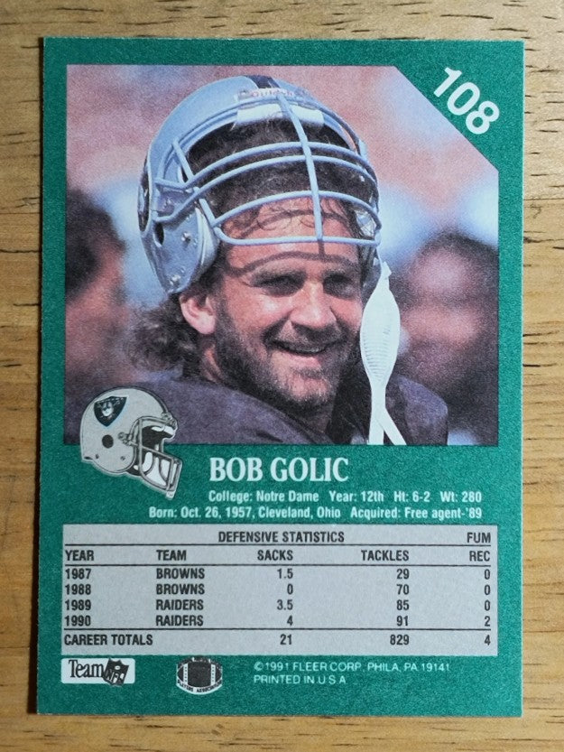 1991 Fleer #108 Bob Golic
