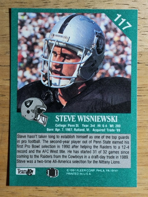 1991 Fleer #117 Steve Wisniewski