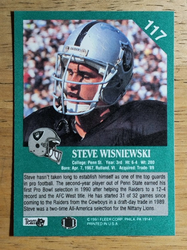 1991 Fleer #117 Steve Wisniewski