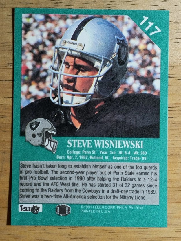 1991 Fleer #117 Steve Wisniewski