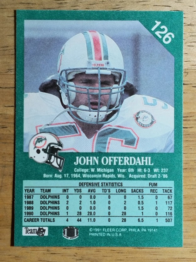 1991 Fleer #126 John Offerdahl