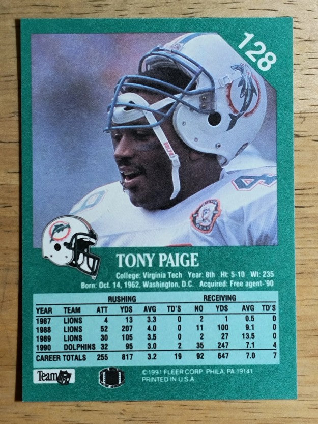 1991 Fleer #128 Tony Paige
