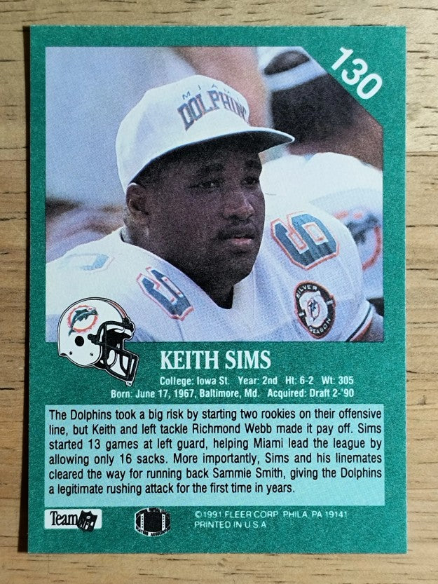 1991 Fleer #130 Keith Sims