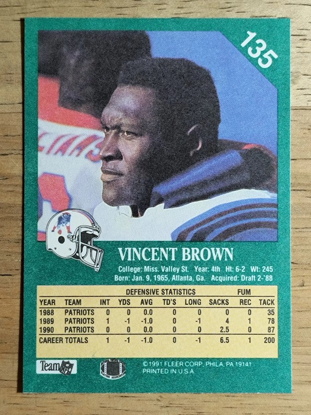 1991 Fleer #135 Vincent Brown