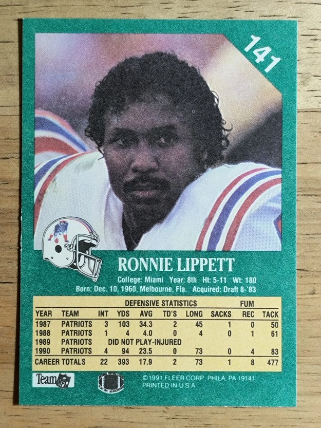 1991 Fleer #141 Ronnie Lippett