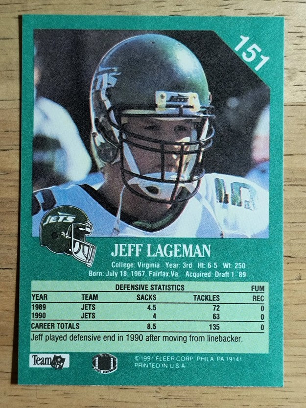1991 Fleer #151 Jeff Lageman