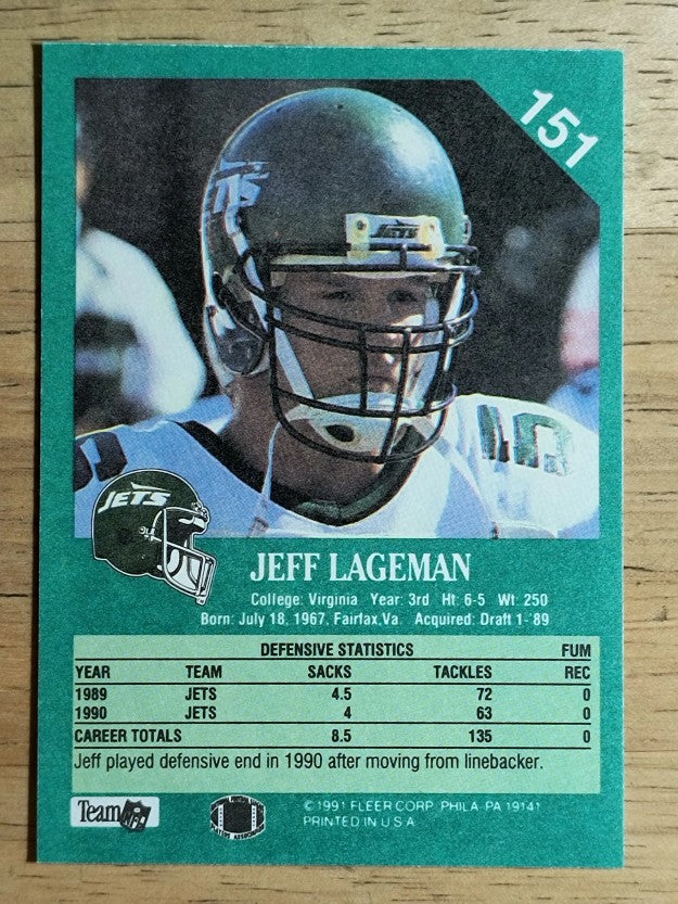 1991 Fleer #151 Jeff Lageman