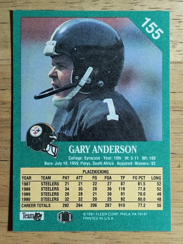 1991 Fleer #155 Gary Anderson K