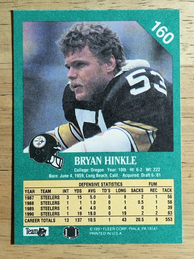 1991 Fleer #160 Bryan Hinkle